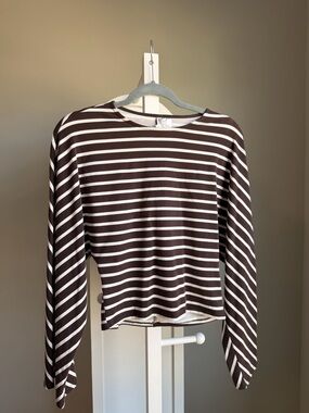 Striped Long-Sleeve Tee - Brown & White